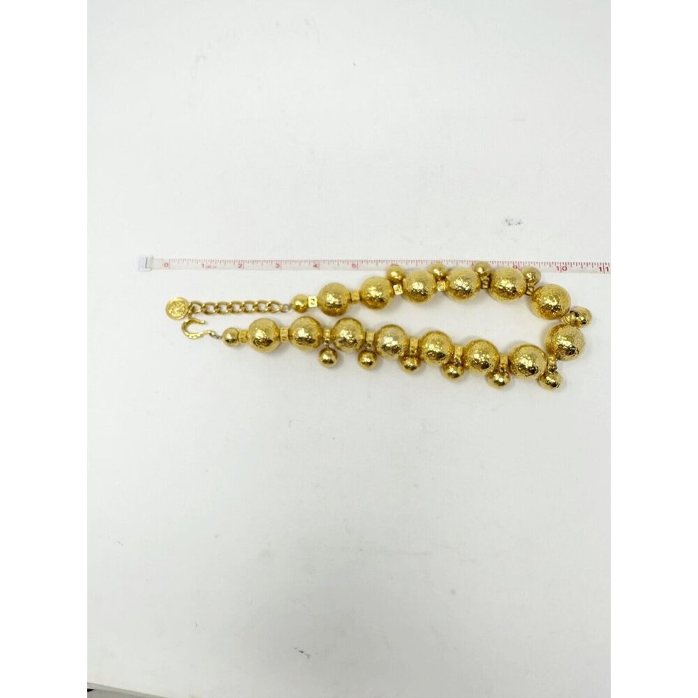 Fendi Vintage Italy Gold Plated Metal FF Logo Bead Collar‎ Necklace Adjustable - Picture 4 of 8